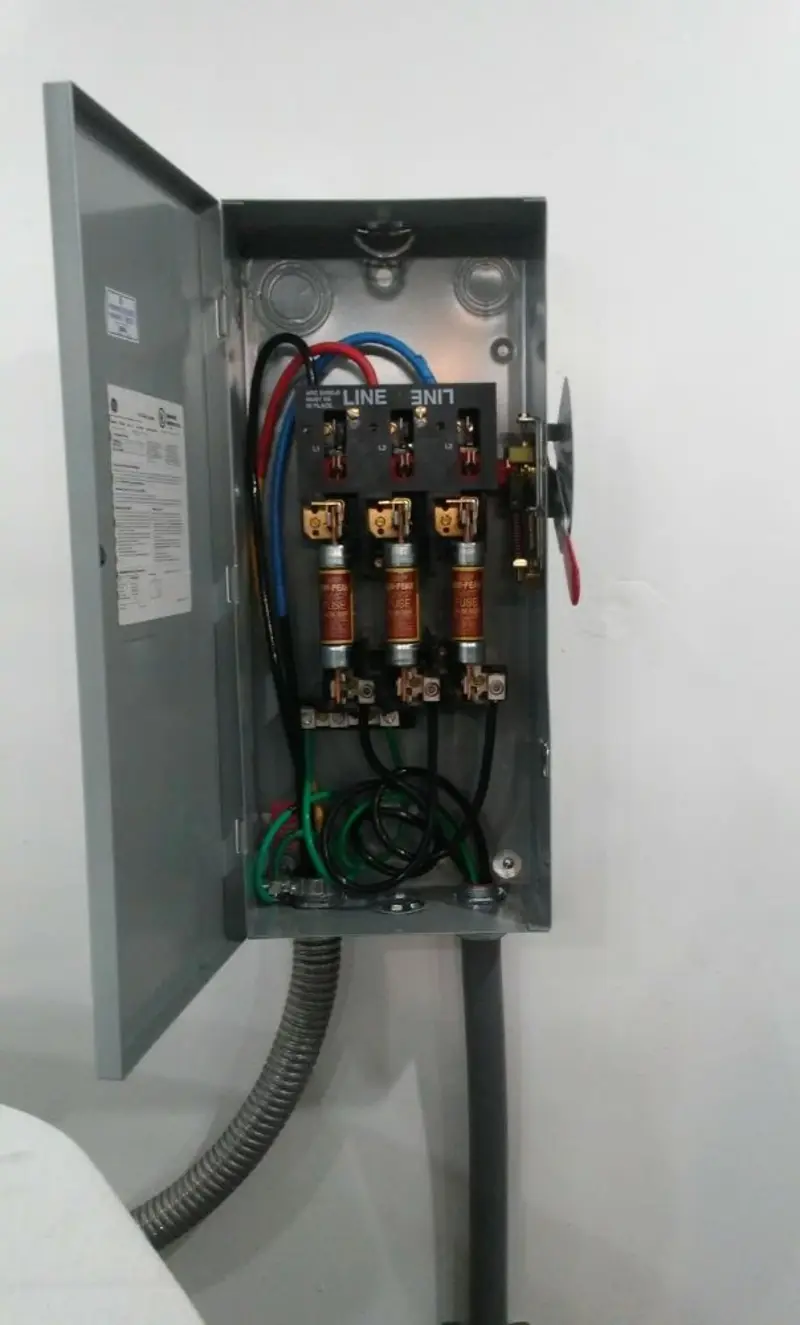 Three-phase disconnect switch installed for Electrical Wiring & Rewiring in Sandy Oaks